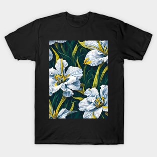 White Irises Field Pattern T-Shirt